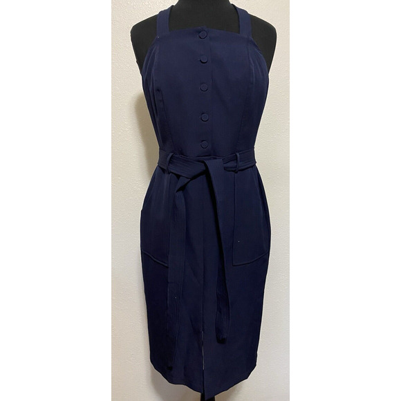 Adelyn Rae SunDress Womens M Medium Navy Cross Back Classic Tailored Fit Dress - Picture 1 of 16